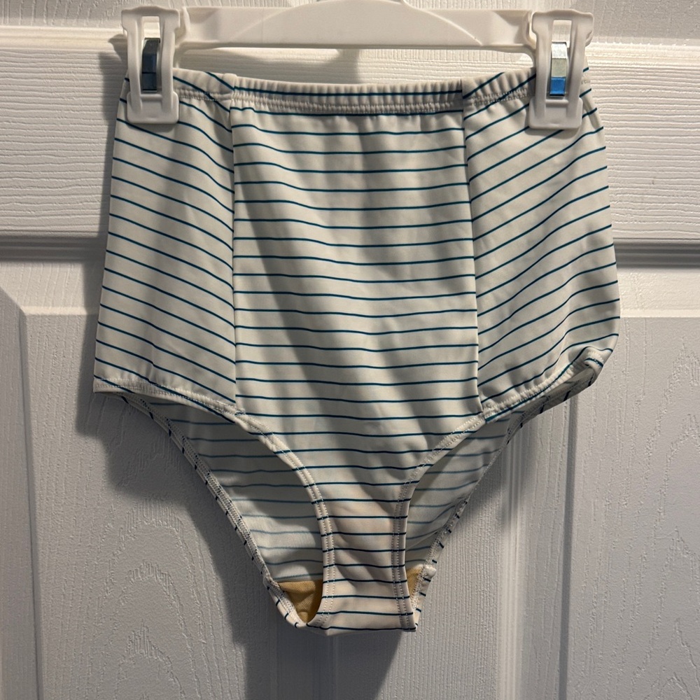 American Apparel Women's Striped Swim Bottom - Blue and White